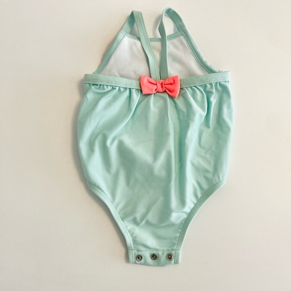 Cat & Jack Baby Girl 6-9 MTHS Mint Green One Piece w/Pink Flowers - Like New - Picture 2 of 5